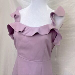 NWT TCEC lavender dress with beautiful ruffle straps and details.